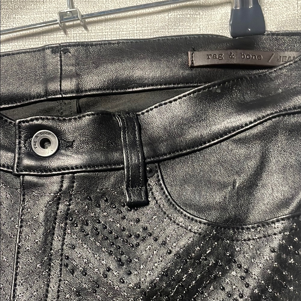 Rag & Bone Black Distressed Jeans with Decorative Stitching